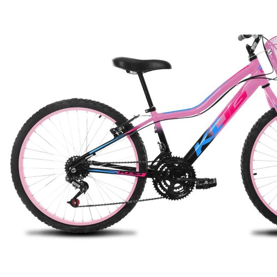 Bike Infantil Feminina Aro 24 KOG Alumínio 18V Cestinha
