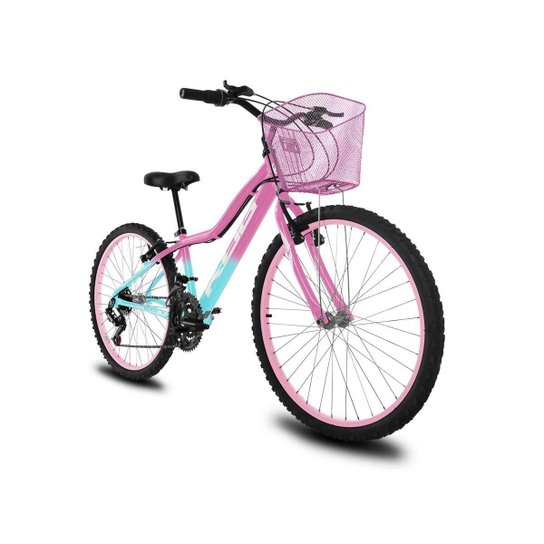 Bike Infantil Feminina Aro 24 KOG Alumínio 18V Cestinha