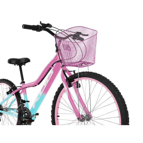 Bike Infantil Feminina Aro 24 KOG Alumínio 18V Cestinha