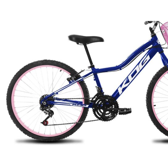 Bike Infantil Feminina Aro 24 KOG Alumínio 18V Cestinha