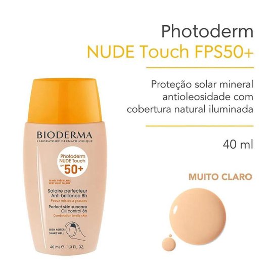 Bioderma Photoderm Nude Touch Kit com 2 Unidades – Protetor Solar com Cor FPS50+ - Muito Claro 40ml