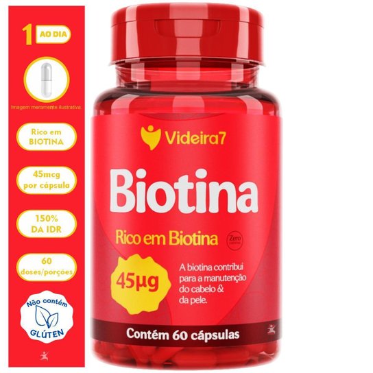 BIOTINA 45MCG 150% DA IDR 1 CÁPSULA AO DIA 60 CÁPSULAS – VIDEIRA7