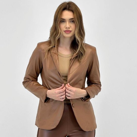 Blazer Aishty em P.u Manga Longa Feminino