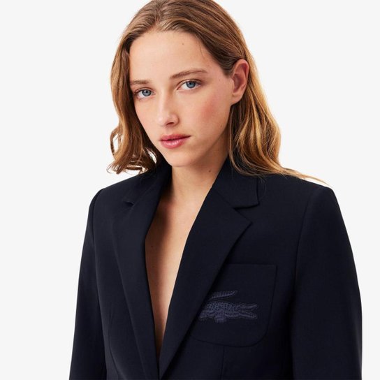 Blazer Slim Fit de Lã com Logo Bordado Lacoste Feminina