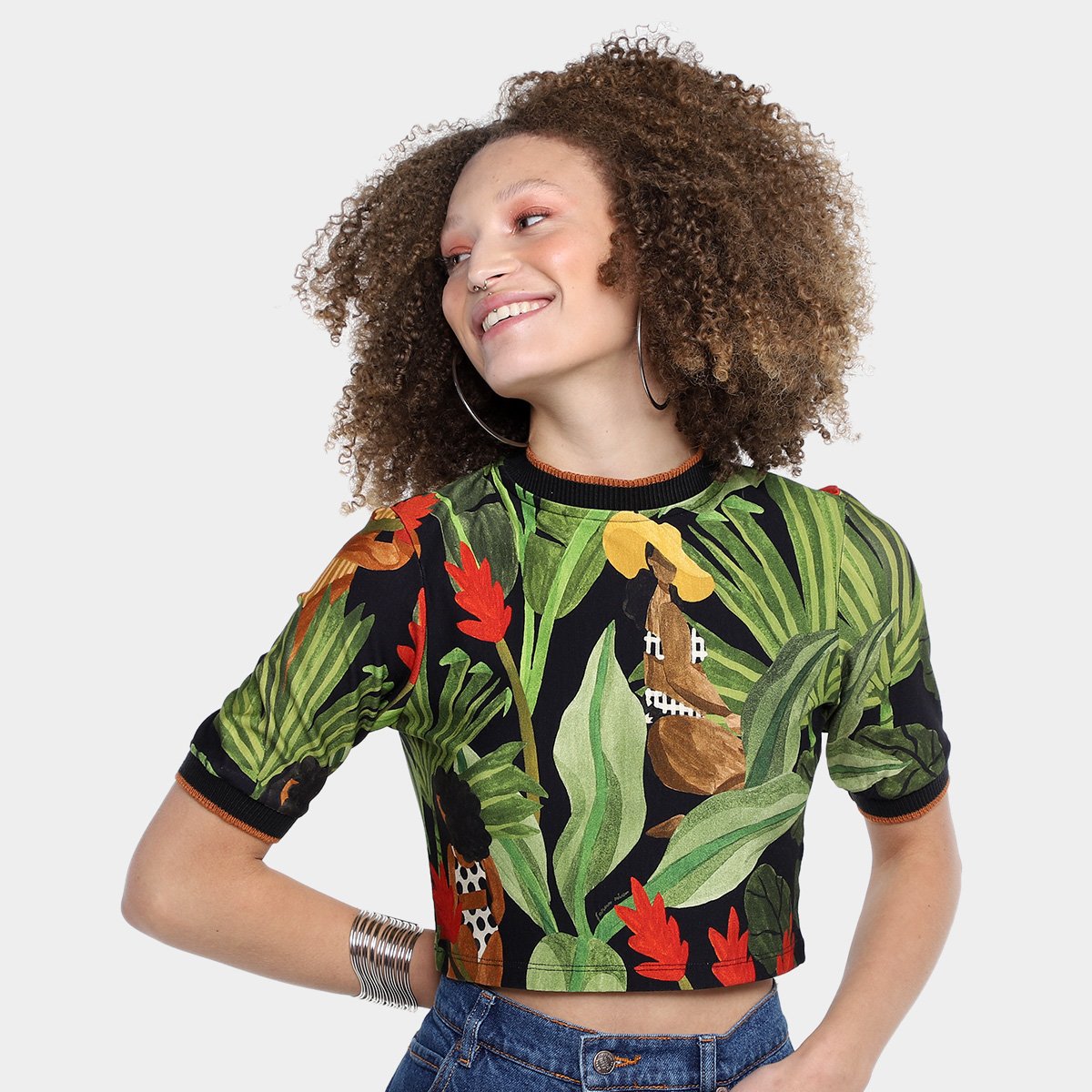 Blusa Cropped Farm Beleza Tropical Feminina Allianz Parque Shop