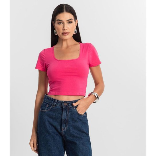 Blusa Cropped Feminina Rovitex Rosa