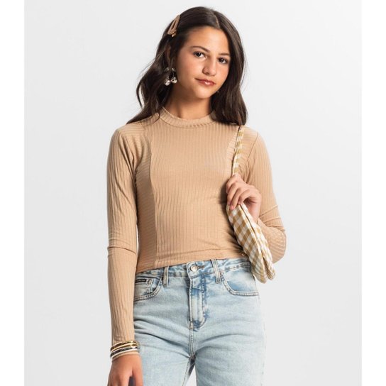 Blusa Cropped Juvenil Feminina Gola Alta Minty