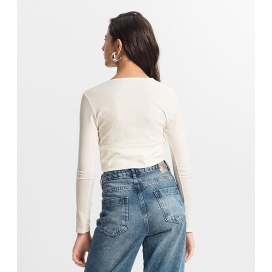 Blusa Cropped Juvenil Manga Longa Minty