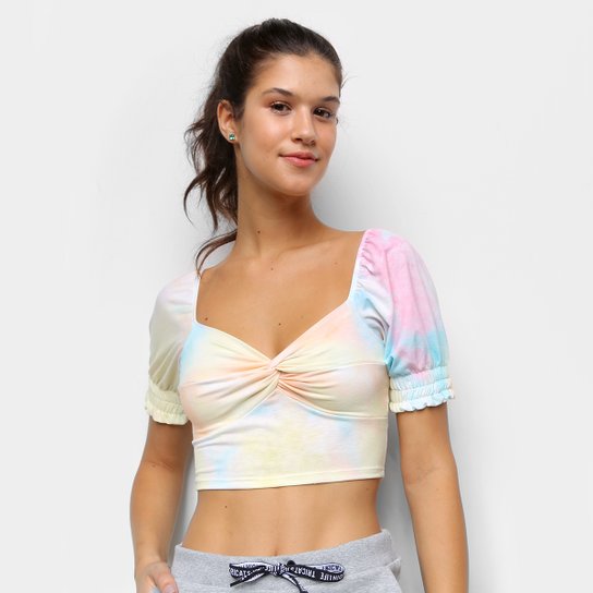 Blusa Cropped Tricats Candy Cloud Feminina - Colorido