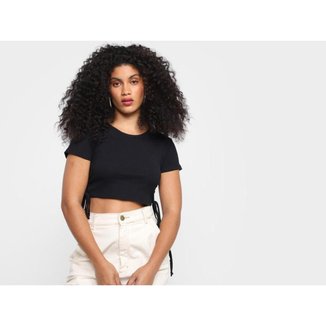Blusa Cropped Vista   Canelada Amarração