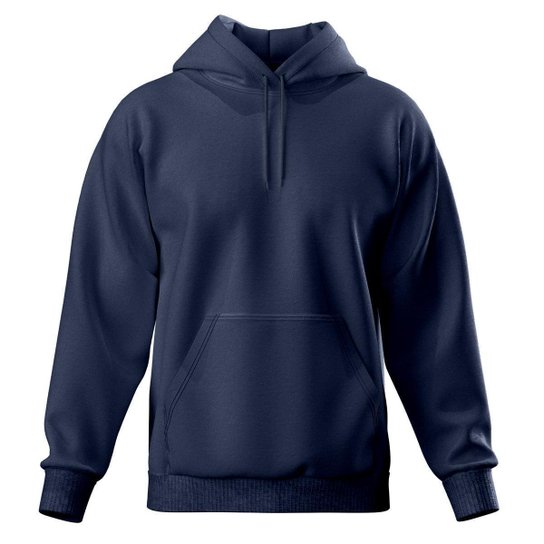 Blusa de Frio Moletom Canguru Com Capuz Masculino Liso Casual