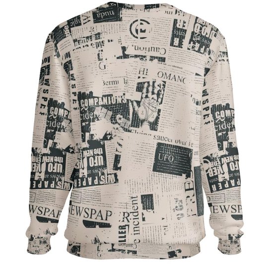Blusa de Frio w2 Store Estampa Jornal Moletom Flanelado Algodão
