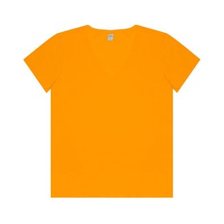 Blusa Feminina Manga Curta Decote V Rovitex Amarelo