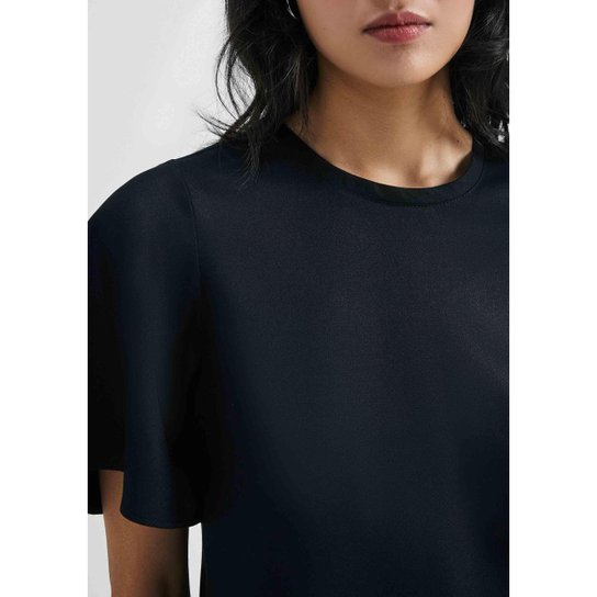 Blusa Feminina Manga Evasê Em Viscose Creponada