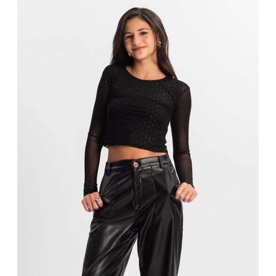 Blusa Juvenil Com Sobreposição Minty