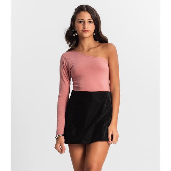 Blusa Juvenil Feminina Um Ombro Só Minty Rosa