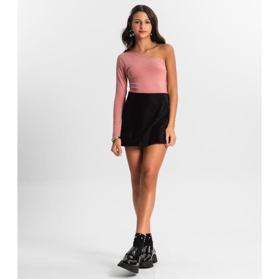Blusa Juvenil Feminina Um Ombro Só Minty Rosa