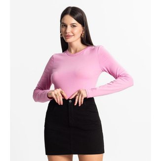 Blusa Manga Longa Básica Select Rosa