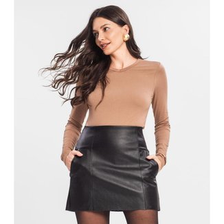 Blusa Manga Longa Decote V Básica Select