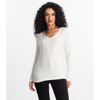 Blusa Manga Longa Em Ribana Canelada Rovitex