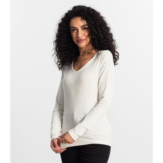 Blusa Manga Longa Em Ribana Canelada Rovitex