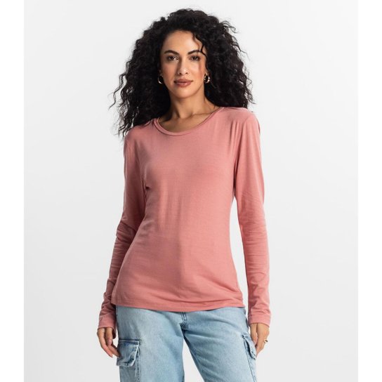Blusa Manga Longa Feminina Rovitex Rosa