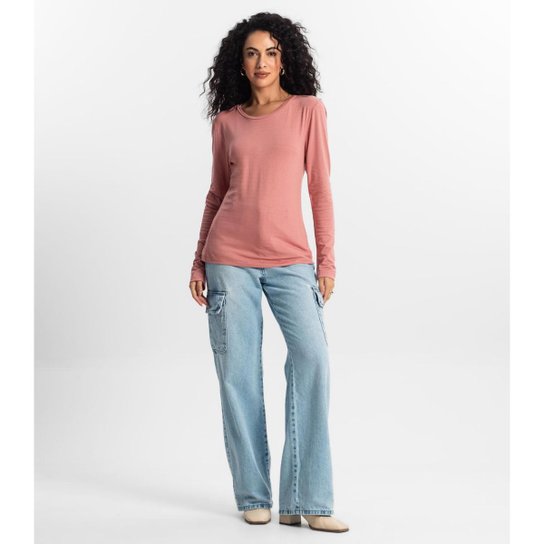 Blusa Manga Longa Feminina Rovitex Rosa