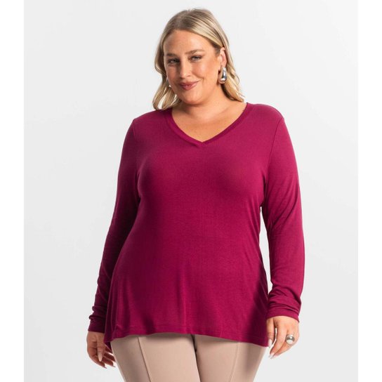 Blusa Manga Longa Visco Tricot Secret Glam Vermelho