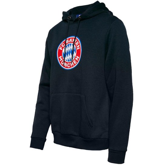 Blusa Moletom Canguru Bayern de Munique Logo Capuz Masculina