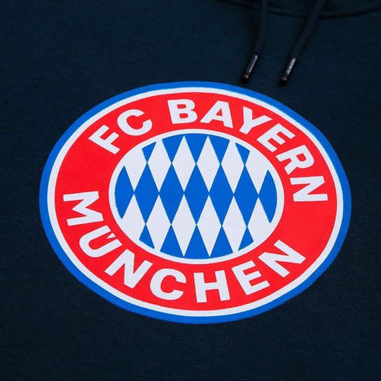 Blusa Moletom Canguru Bayern de Munique Logo Capuz Masculina
