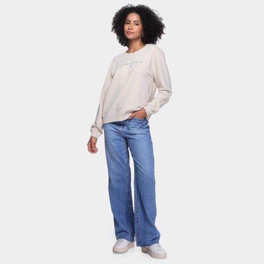 Blusa Moletom Tommy Jeans Linear Crew Feminina