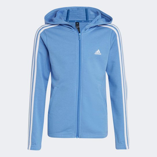 Blusa Moleton Infantil Adidas Essentials 3-Stripes Full-Zip Feminina