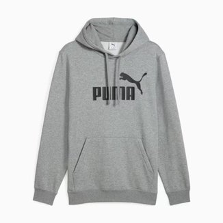 Blusa Puma Moletom com Capuz Essentials No. Logo Cinza