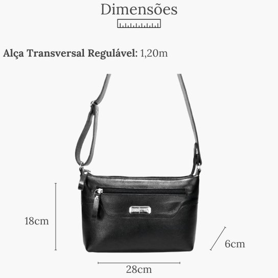 Bolsa Feminina em Couro Legitimo Pequena Alça Transversal dia à dia Road Seven
