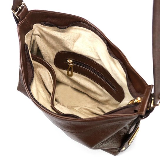 Bolsa Feminina em Couro Legitimo Sacola Média Alça de Ombro e Transversal Road Seven