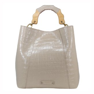 Bolsa Feminina Grande Schutz Hobo Believe Couro Croco Tiracolo 500181331