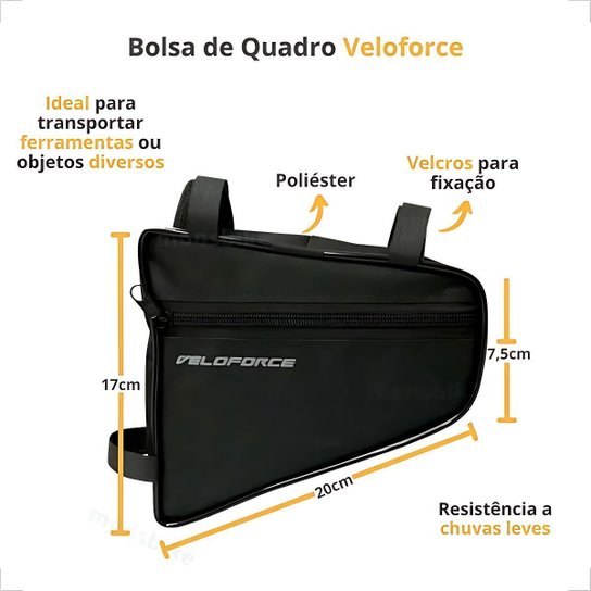Bolsa Porta Objetos Mtb Quadro De Bicicleta Preto Veloforce