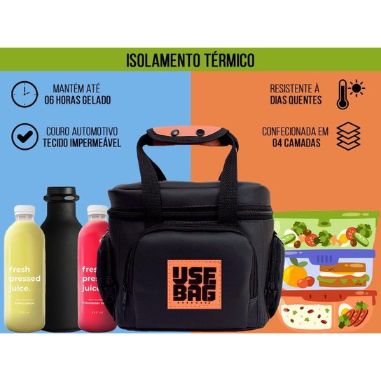 Bolsa Térmica Fitness Marmita Academia Lancheira Divisórias Com Isolamento Térmico Frasqueira