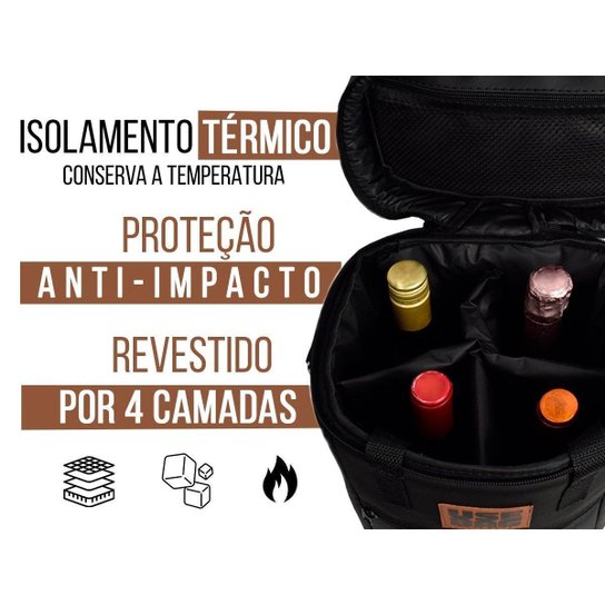Bolsa Térmica para Colocar Vinho Grande Couro Impermeável Bebidas Garrafas Anti Vazamento