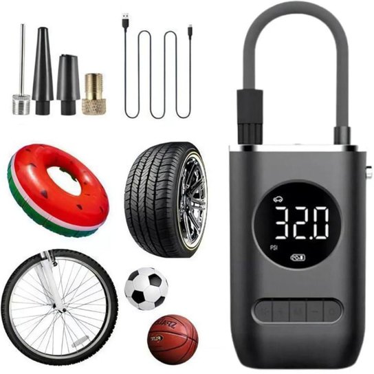 Bomba de Ar Eletrica Digital Portatil Encher Pneu Carro Moto Bike Bola Mini Calibrador Ar