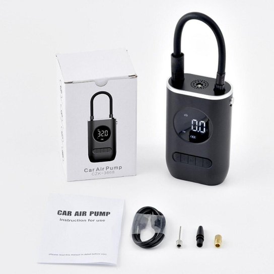 Bomba de Ar Eletrica Digital Portatil Encher Pneu Carro Moto Bike Bola Mini Calibrador Ar
