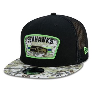 Boné 9Fifty Trucker Seattle Seahawks Salute To Service NFL Snapback Aba Reta New Era Masculino