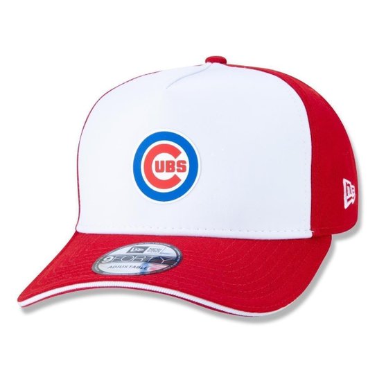 BONE 9FORTY A-FRAME SNAPBACK ABA CURVA MLB CHICAGO CUBS SOCCER STYLE BRANCO/VERMELHO NEW ERA