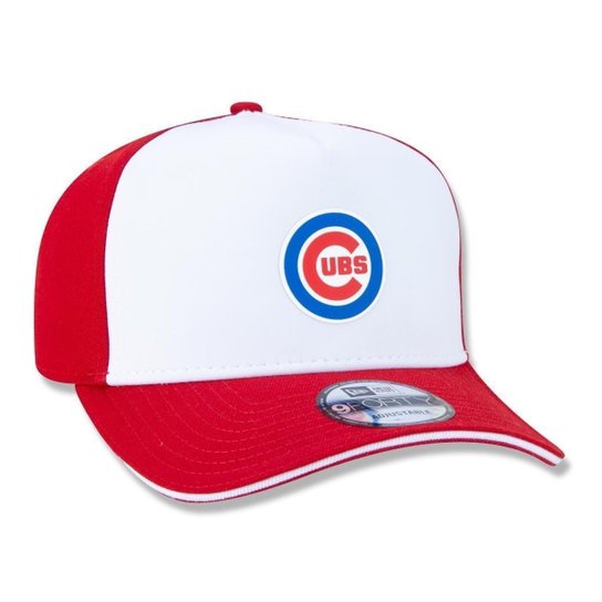 BONE 9FORTY A-FRAME SNAPBACK ABA CURVA MLB CHICAGO CUBS SOCCER STYLE BRANCO/VERMELHO NEW ERA