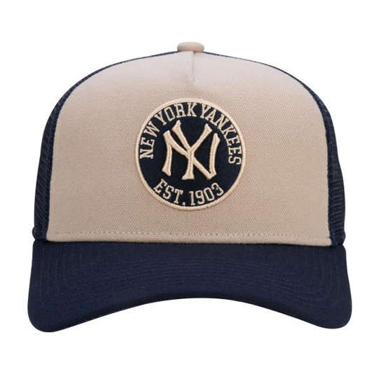 BONE 9FORTY A-FRAME TRUCKER SNAPBACK ABA CURVA NEW YORK YANKEES CORE FELT BEGE NEW ERA