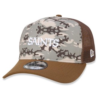 Boné 9Forty Aframe Trucker Snapback Aba Curva NFL New Orleans Saints Neutral Wild New Era Masculino