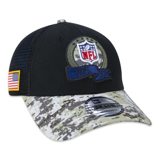 Boné 9Forty NFL Shield Salute To Service 2022 Trucker Aba Curva Snapback New Era Masculino