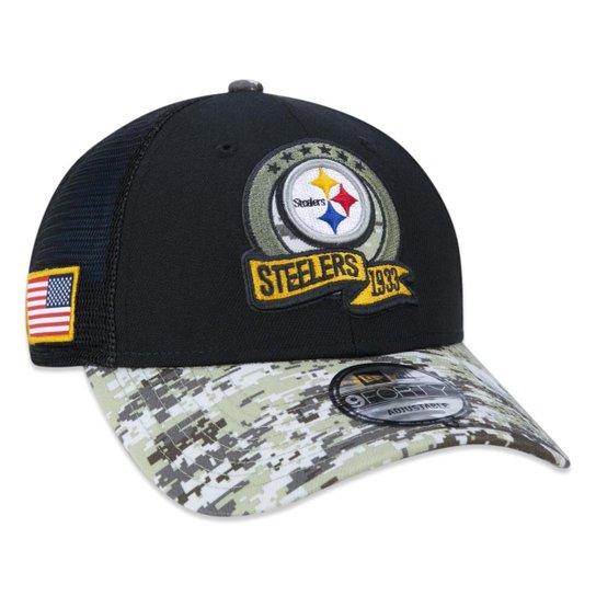 Boné 9Forty Pittsburgh Steelers Salute To Service 2022 Trucker Aba Curva New Era Masculino