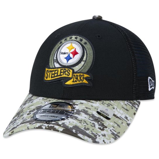 Boné 9Forty Pittsburgh Steelers Salute To Service 2022 Trucker Aba Curva New Era Masculino
