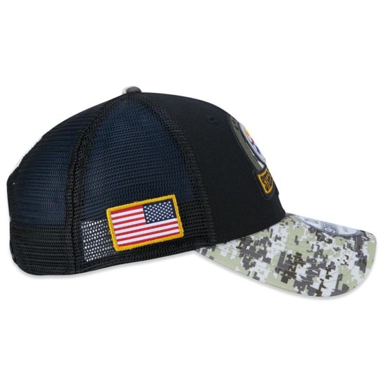 Boné 9Forty Pittsburgh Steelers Salute To Service 2022 Trucker Aba Curva New Era Masculino